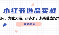 （12443期）小红书选品实战：站内、淘宝天猫、拼多多，多渠道选品策略